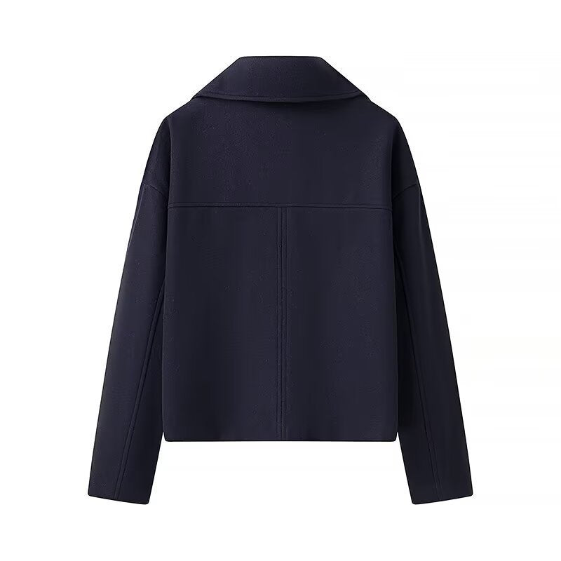 Damen Kurzer Boxy-Wollmix-Peacoat mit doppelreihiger Knopfleiste und aufgesetzten Taschen Shop Nory