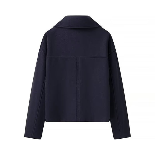 Damen Kurzer Boxy-Wollmix-Peacoat mit doppelreihiger Knopfleiste und aufgesetzten Taschen Shop Nory
