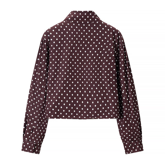 Damen Gepunktete Kurzjacke mit Stehkragen und verdeckter Druckknopfleiste Shop Nory