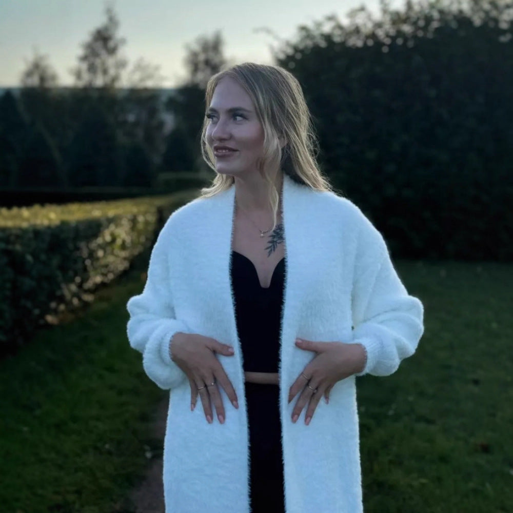 Damen Flauschiger Langarm Oversized Cardigan Shop Nory