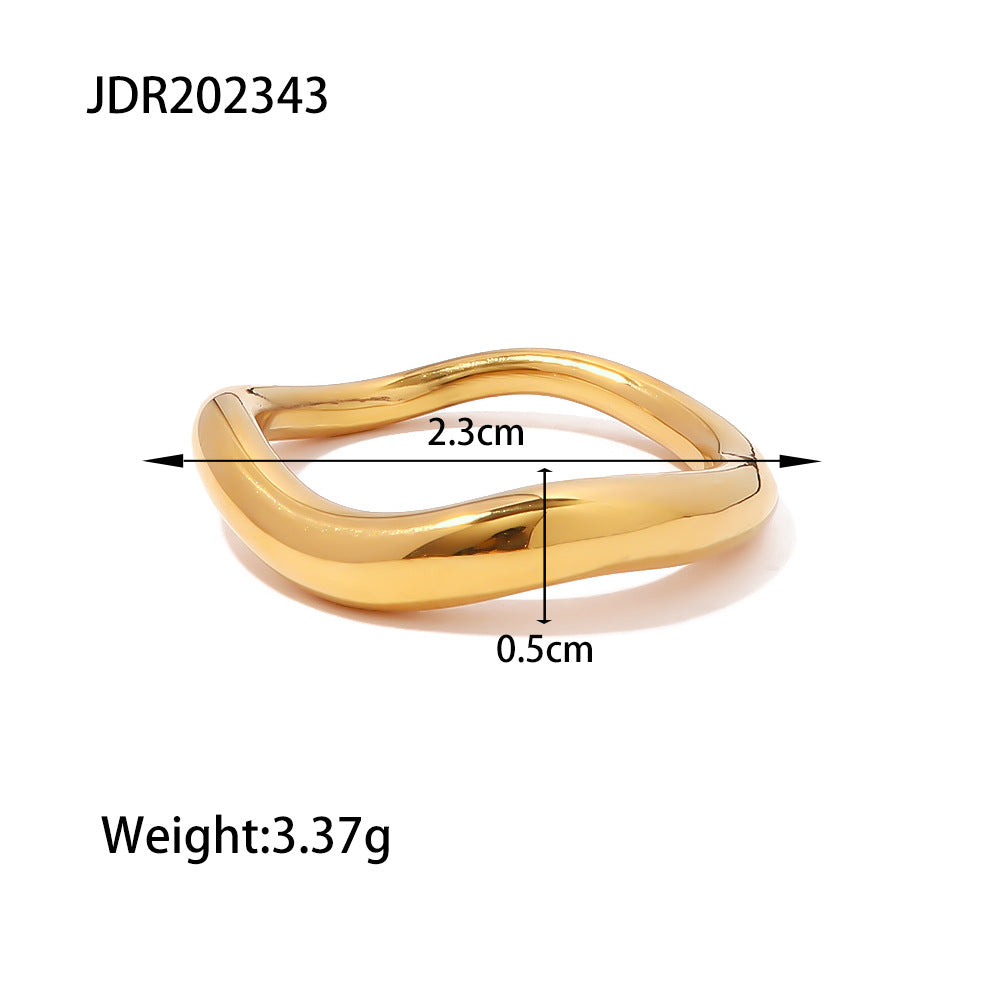 Damen Offener Ring mit modernem, geschwungenem Design aus hochwertigem Edelstahl Shop Nory