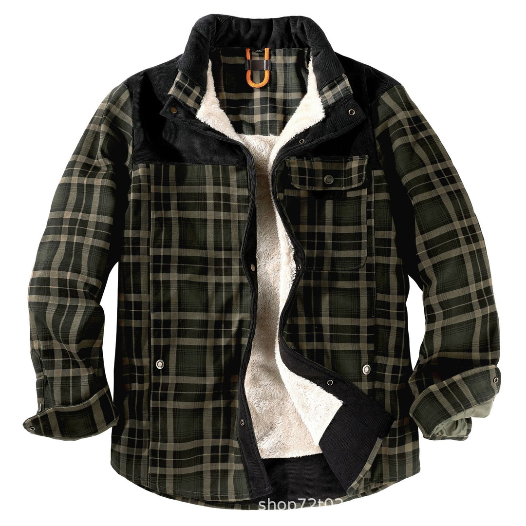 Herren gefütterte Karojacke mit Teddyfell-Hausschicht und praktischen Taschen