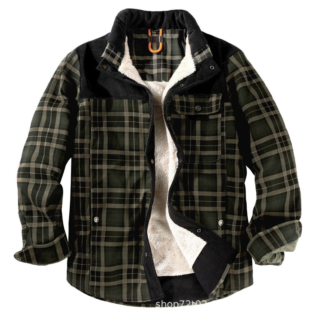 Herren gefütterte Karo-Hemdjacke im lässigen Stil mit praktischen Taschen