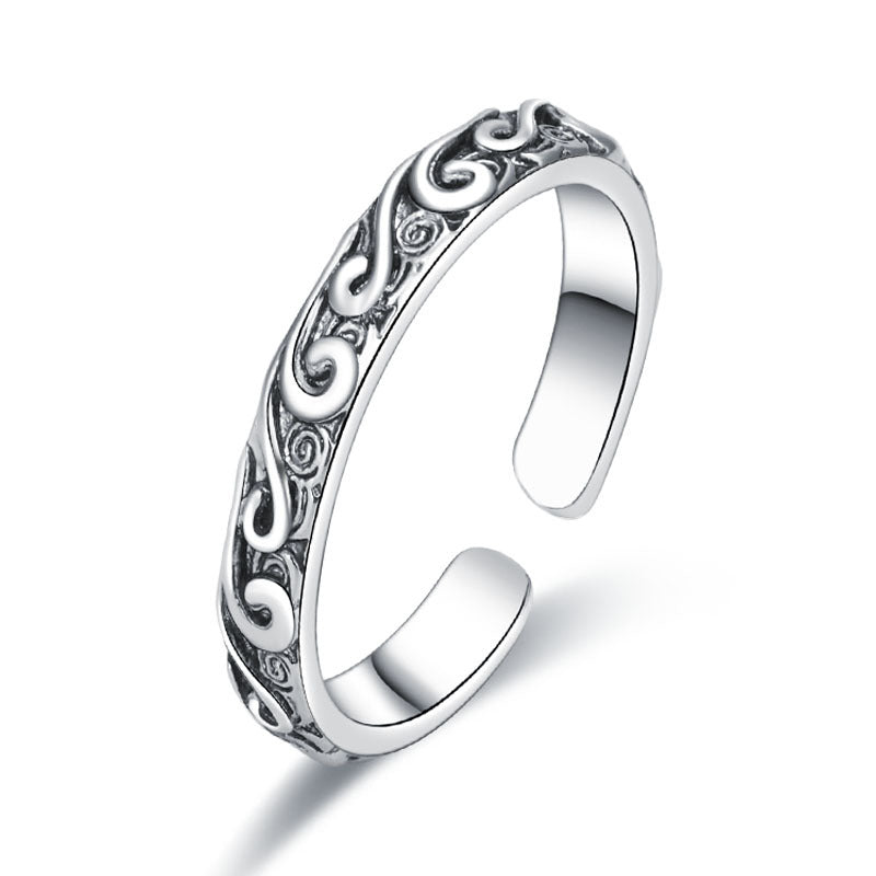 Damen Offener Ring mit kunstvollem Wellenmuster Shop Nory