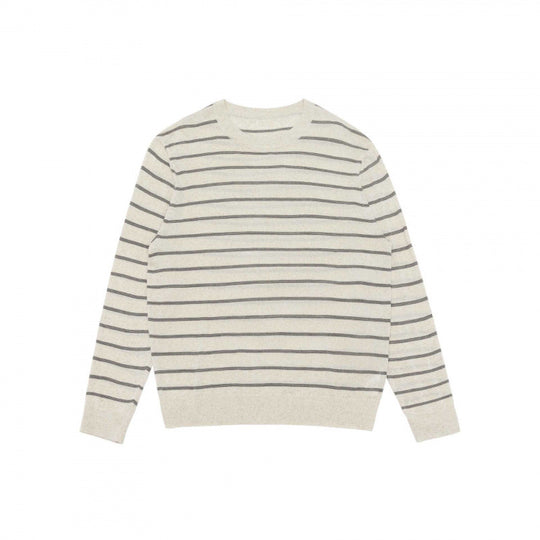 Unisex Leichter Feinstrickpullover mit Rundhalsausschnitt, feinen Querstreifen und geripptem Saum Shop Nory