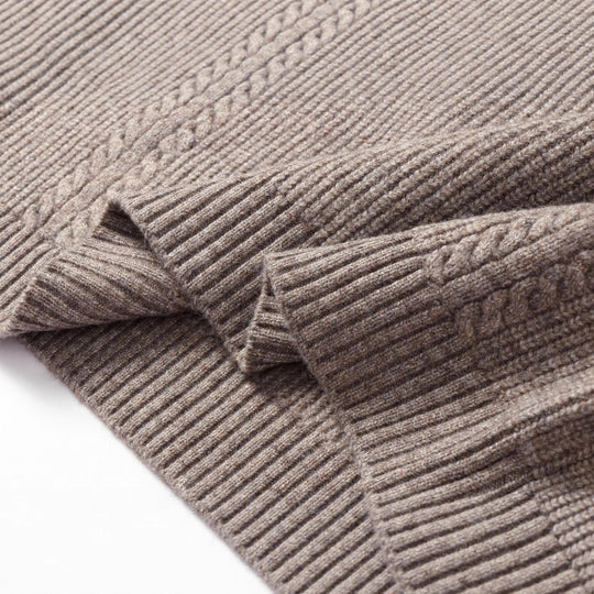 Unisex Strickpullover mit Henley-Knopfleiste und Zopfmuster Shop Nory
