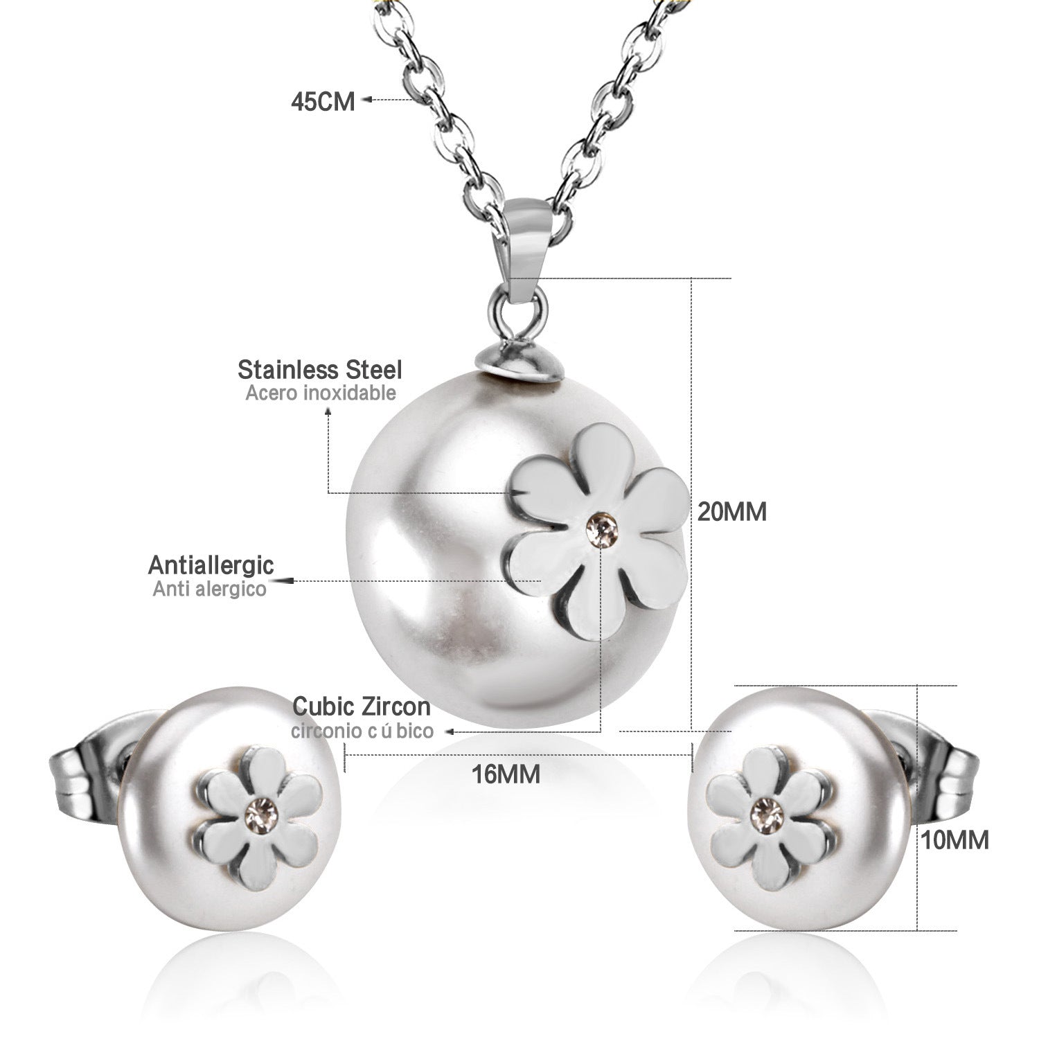 Damen Schmuckset mit Herzanhänger aus Edelstahl und goldplattierten Elementen Shop Nory