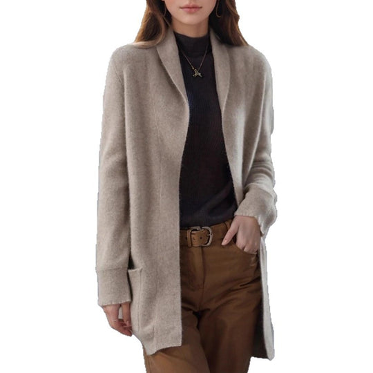 Damen Offener Longcardigan aus Soft‑Strick mit aufgesetzten Taschen Shop Nory