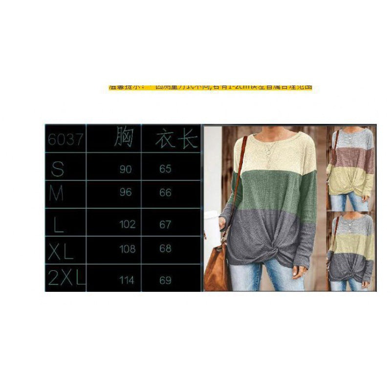 Damen Colorblock Strickpullover mit Twist‑Vorderteil und Rundhalsausschnitt Shop Nory