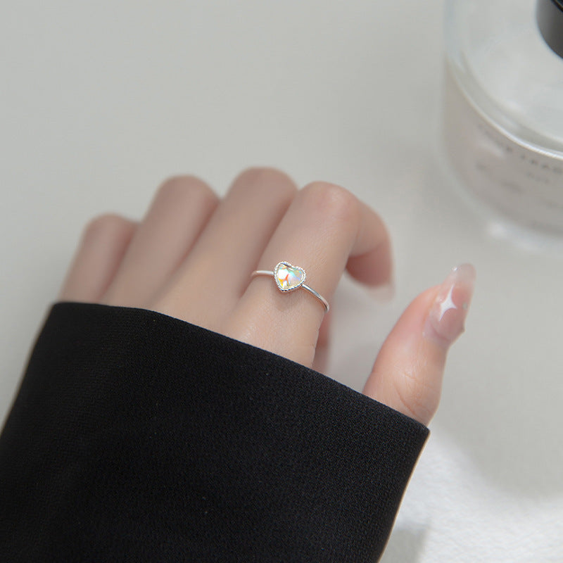 Damen Offener Herzring mit funkelndem Stein Shop Nory