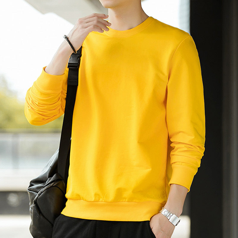 Herren Minimalistisches Baumwoll-Sweatshirt mit Rundhals und gerippten Bündchen Shop Nory
