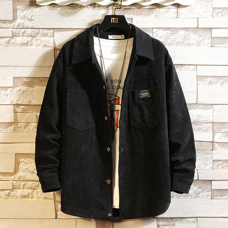 Herren lässige Cord-Überhemdjacke mit durchgehender Knopfleiste und aufgesetzten Brusttaschen Shop Nory
