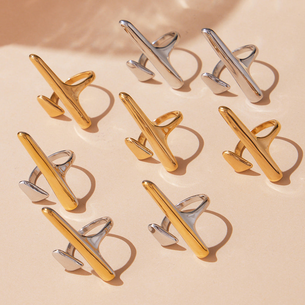 Damen Offener Ring aus Edelstahl mit elegantem goldenen Akzent Shop Nory