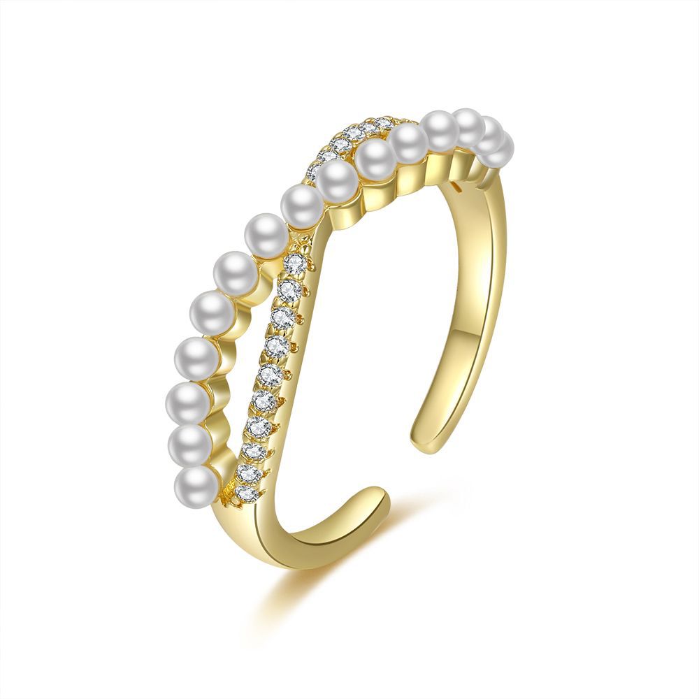 Damen eleganter Perlenarmreif mit funkelnden Zirkonias Shop Nory