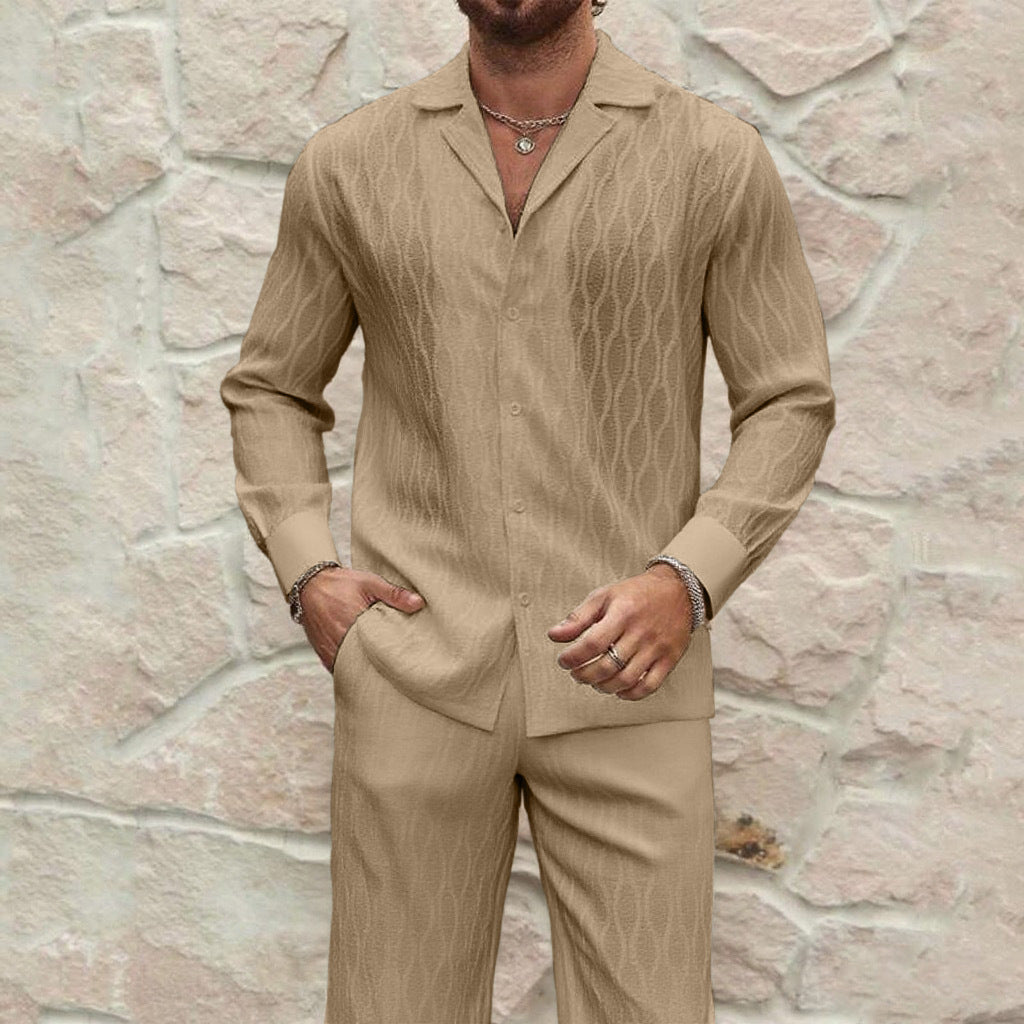 Herren eleganter Set mit feinem Strukturmuster und komfortablem Schnitt