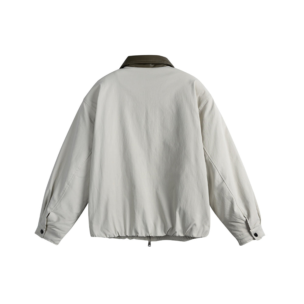 Unisex Oversized Blousonjacke mit Kunstleder-Umlegekragen, Zwei-Wege-Reißverschluss und elastischem Saum Shop Nory