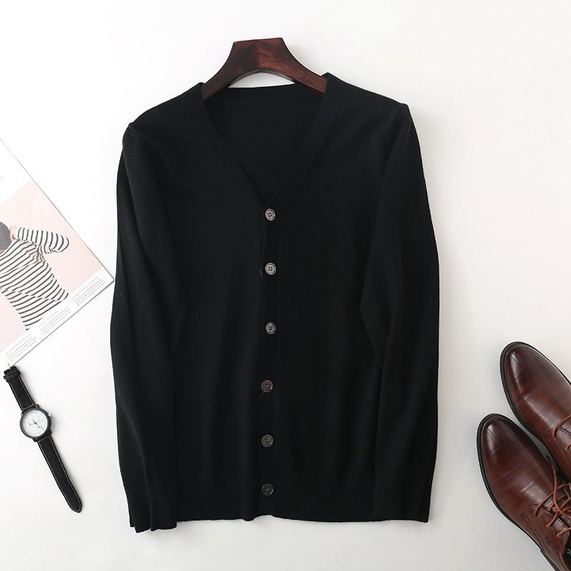 Herren Feiner V‑Ausschnitt-Cardigan aus leichtem Feinstrick mit geripptem Saum Shop Nory