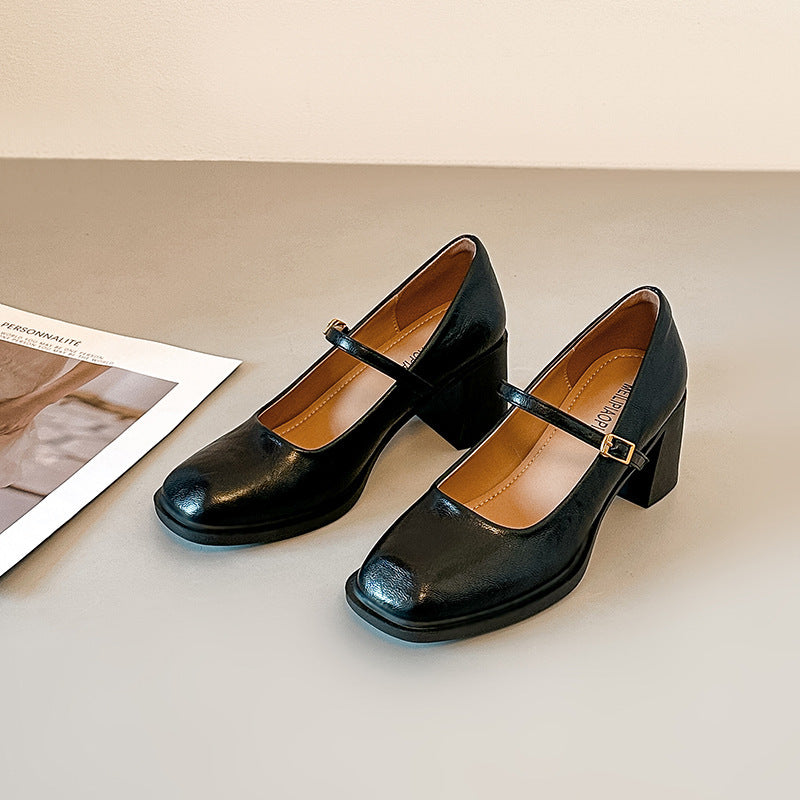Damen elegante Mary Jane Pumps mit komfortablem Blockabsatz