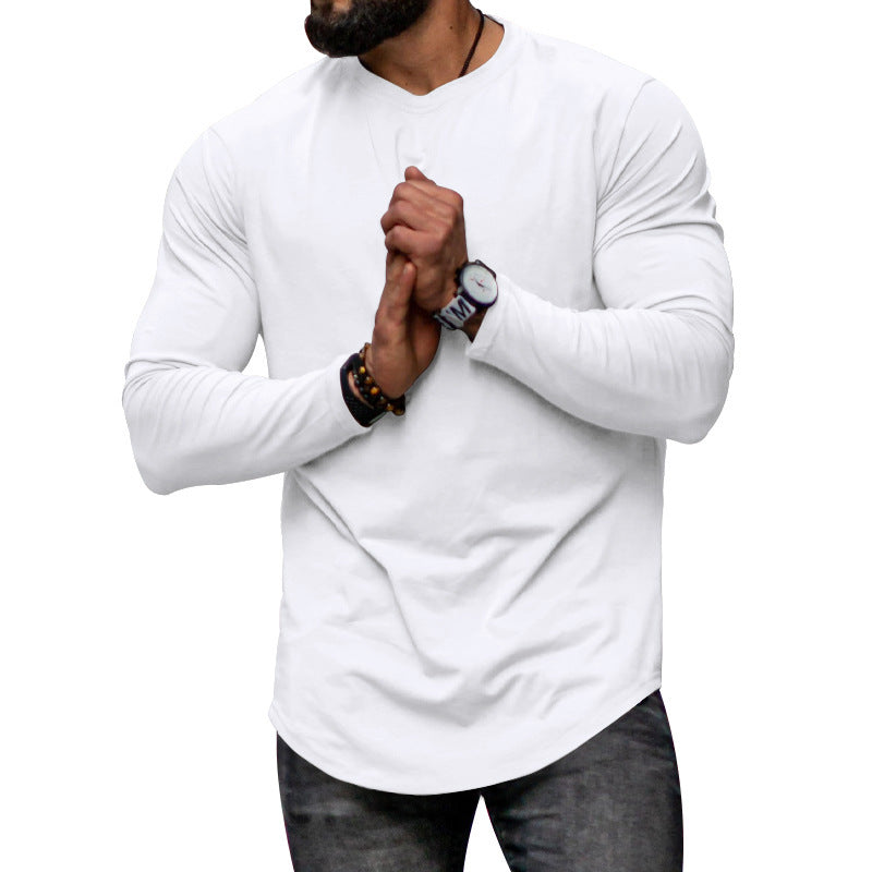 Herren Langarmshirt mit verlängertem Rundsaum und schmalem Schnitt aus elastischem Funktionsjersey Shop Nory