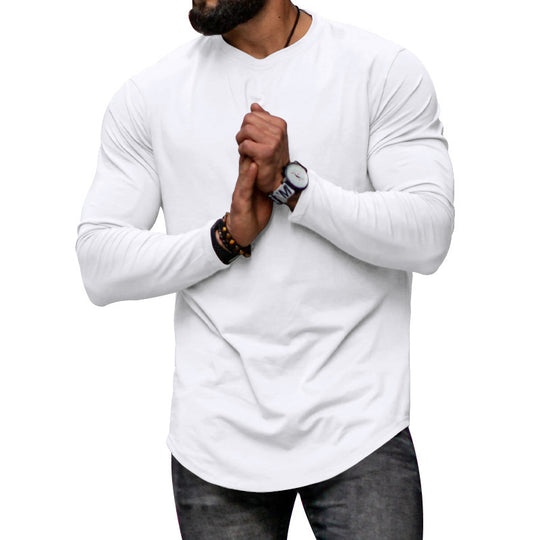 Herren Langarmshirt mit verlängertem Rundsaum und schmalem Schnitt aus elastischem Funktionsjersey Shop Nory