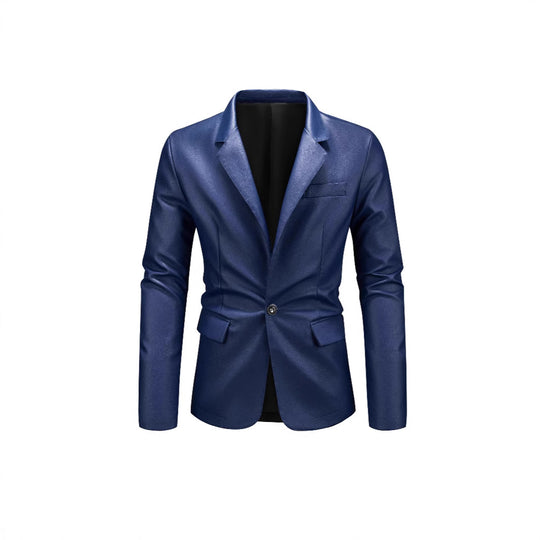 Herren Slim-Fit Ledersakko mit Ein-Knopf, klassischem Revers und Pattentaschen Shop Nory