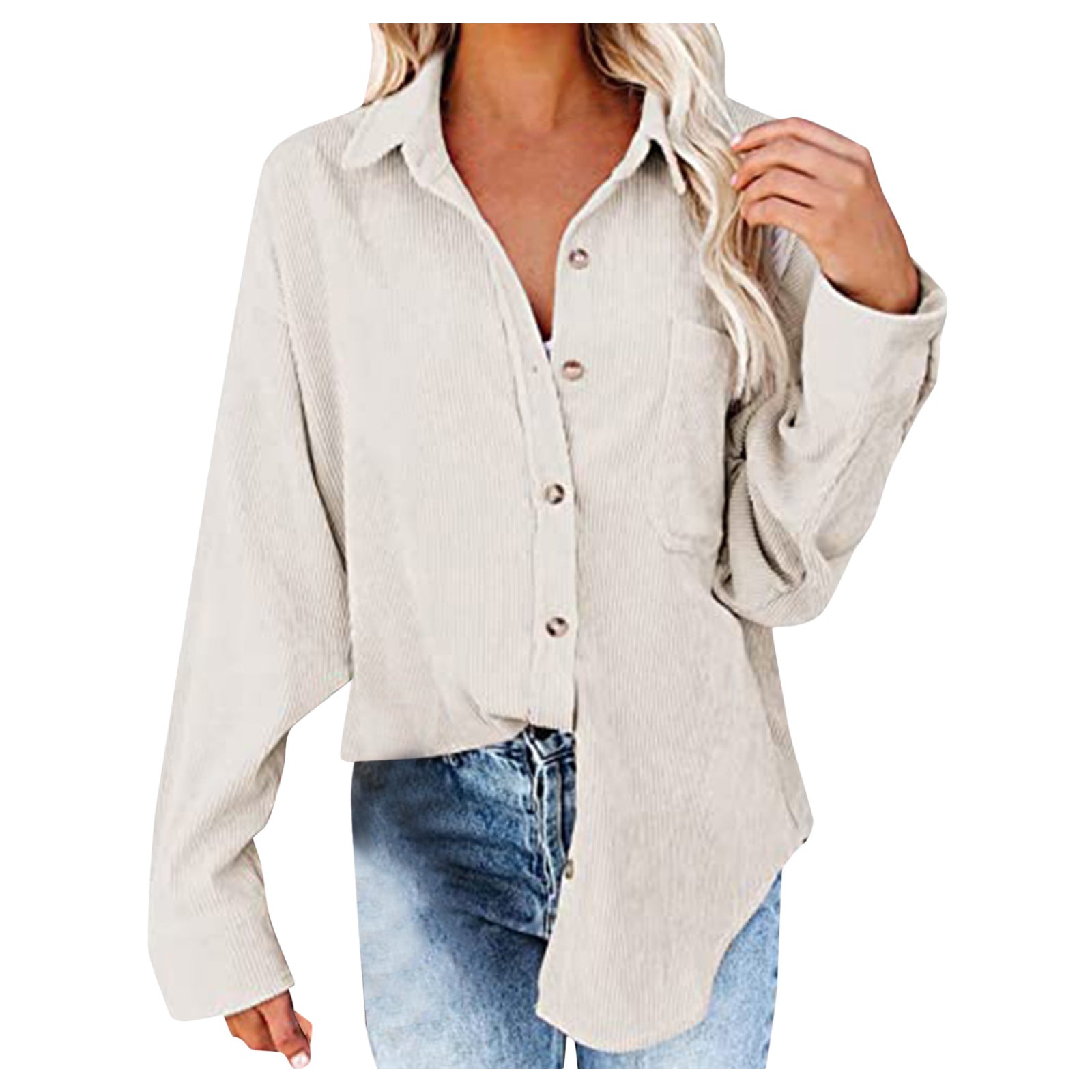 Damen Übergroße Kordbluse