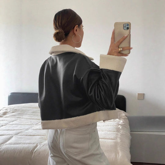 Damen modische Lederjacke