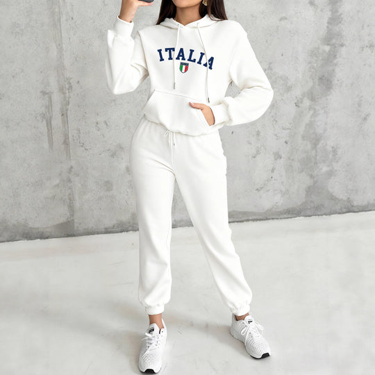 Damen nan kuscheliges Hoodie-Jogginganzug-Set mit Kapuze, Kängurutasche, soft gebürstetem Innenfutter und Mexico-Print Shop Nory