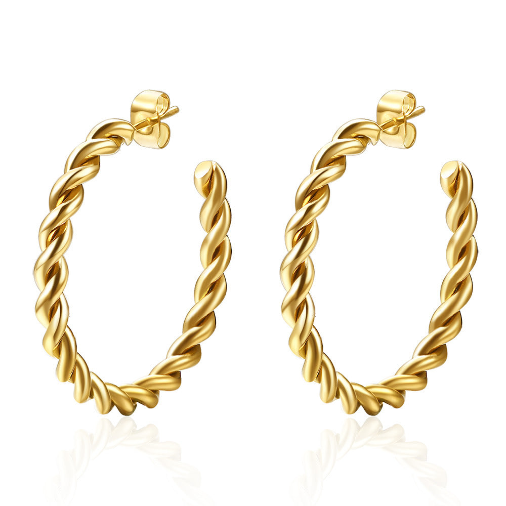 Damen Hoops mit drehendem Zopfmuster Shop Nory