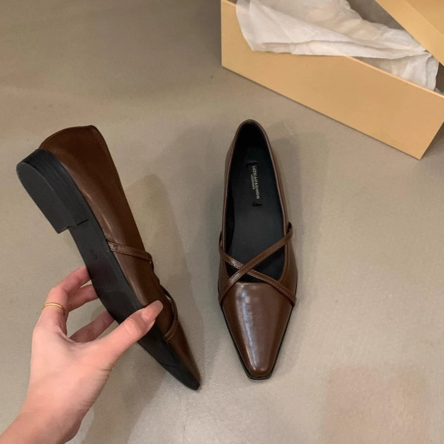 Damen elegante Ballerinas mit gekreuztem Riemchen