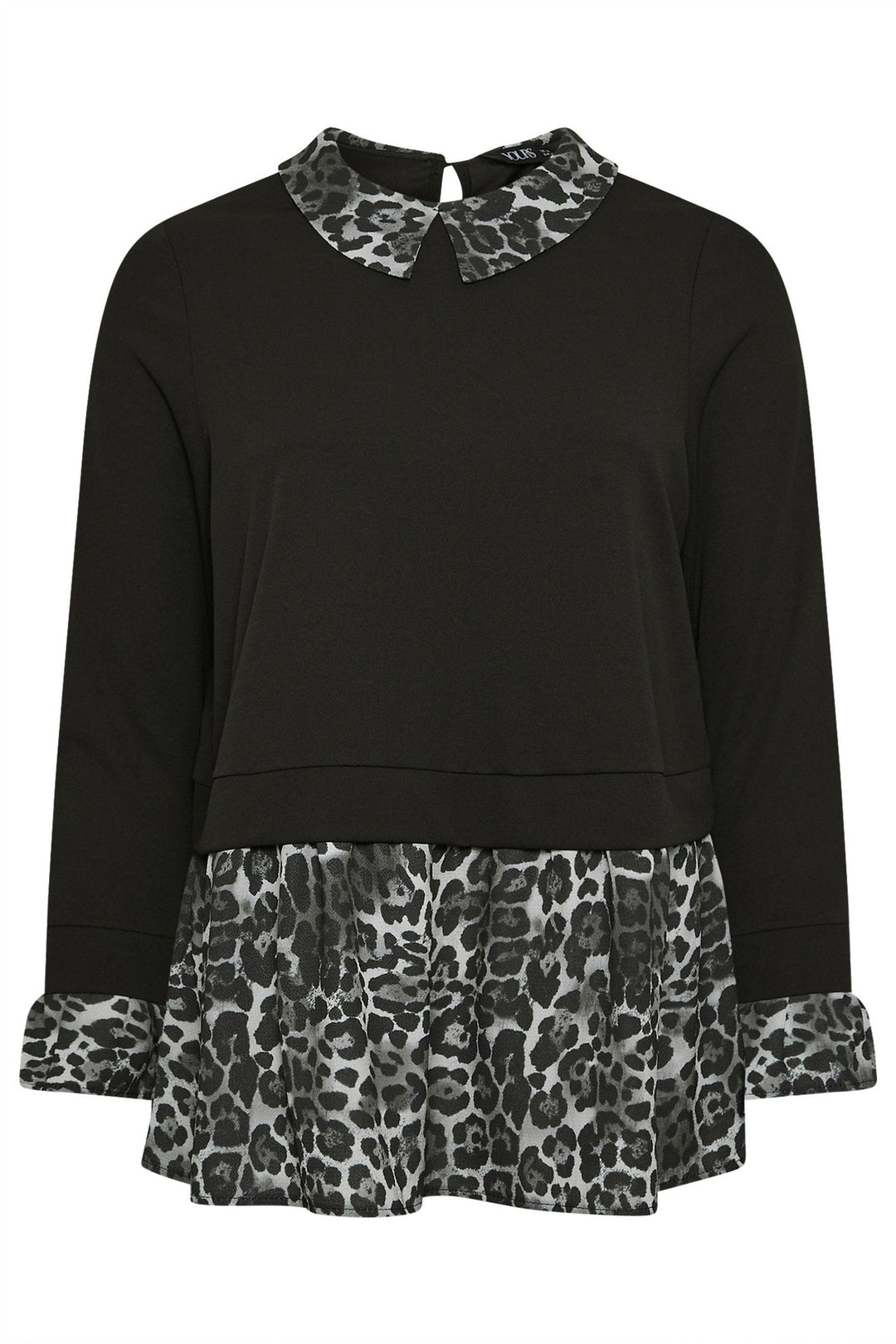 Damen Longsleeve-Tunika mit Chiffon-Volant und Leo-Kragen Shop Nory