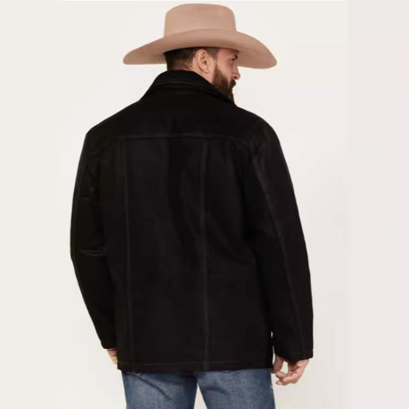 Herren vielseitige und robuste Wildlederjacke mit funktionalen Taschen