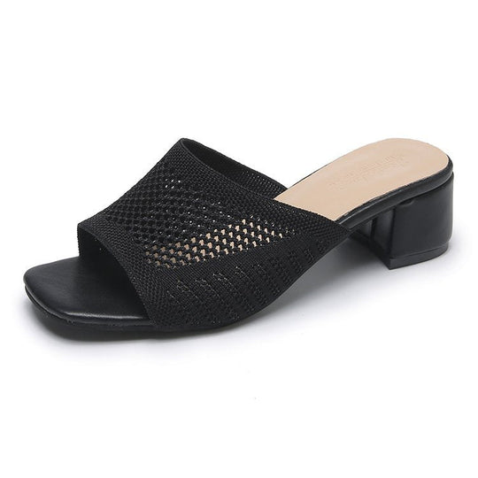 Damen Mules mit atmungsaktivem Netzdesign und bequemer Blockabsatzsohle