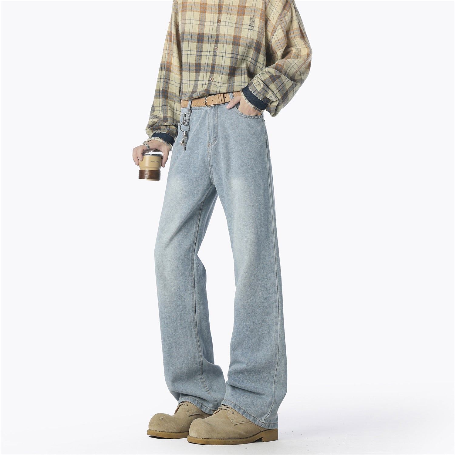 Herren lässige weit geschnittene Denim-Hose Shopnory