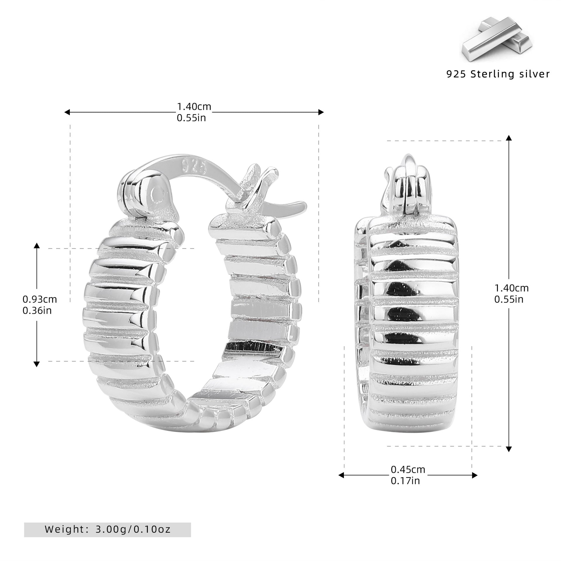 Damen Creolen mit strukturiertem Design aus hochwertigem 925 Sterling Silber Shop Nory