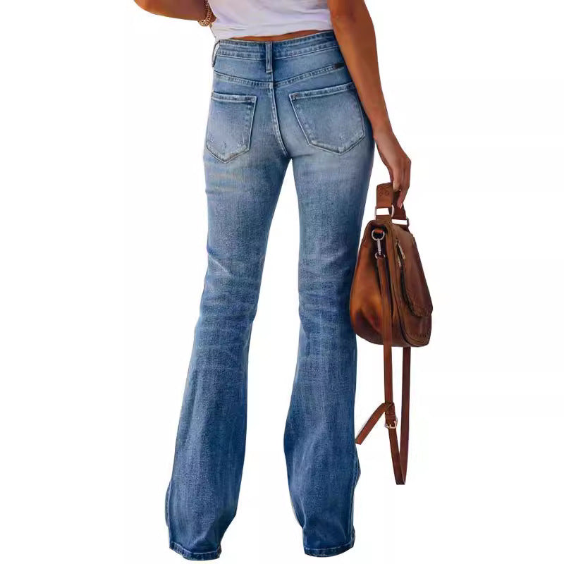 Damen Bootcut Jeans im lässigen Chic mit verkürztem Bein
