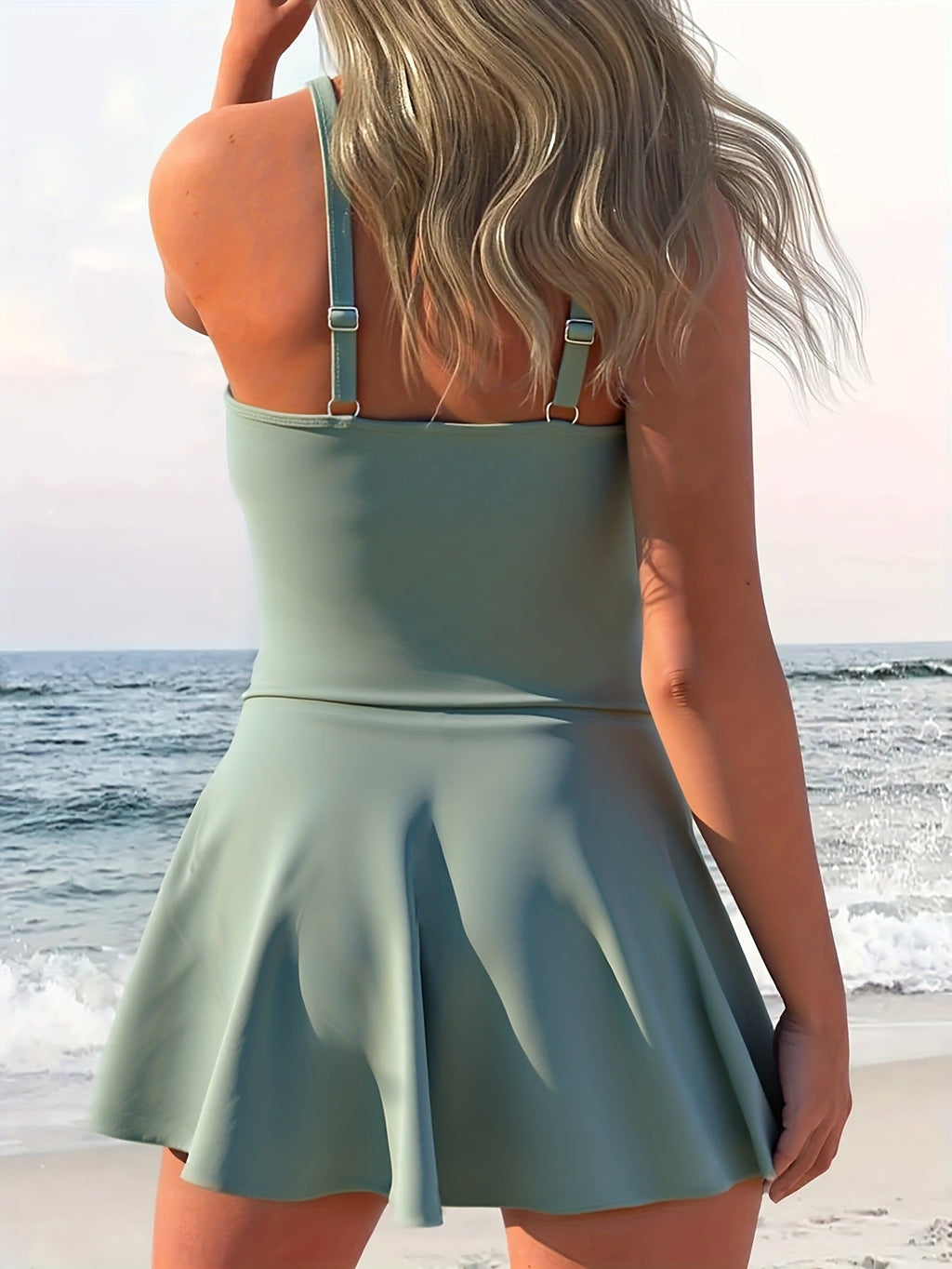 Damen Sportlicher Tankini mit Wickelrock
