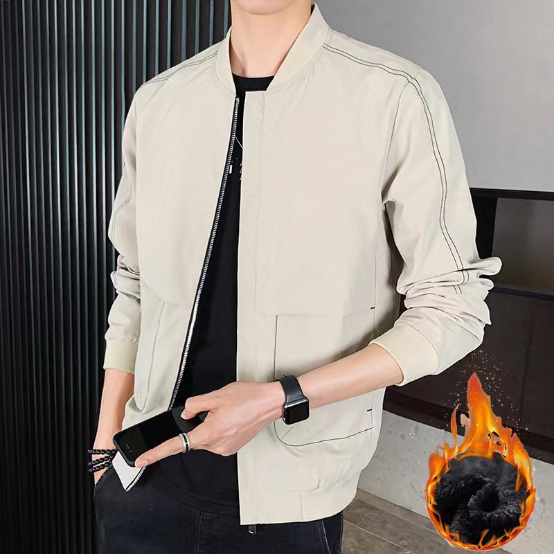 Herren Leichte Bomberjacke mit Kontrastnähten, Reißverschluss und Rippbündchen Shop Nory