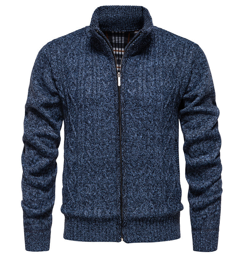 Herren Strickjacke mit hohem Kragen und Reißverschluss