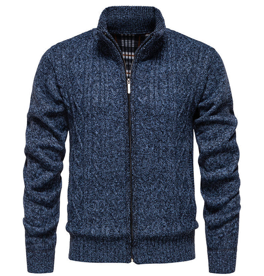 Herren Strickjacke mit hohem Kragen und Reißverschluss
