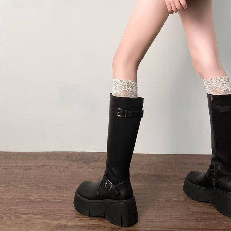 Damen Modische Stiefel mit auffälligem Schnallen-Design Shopnory