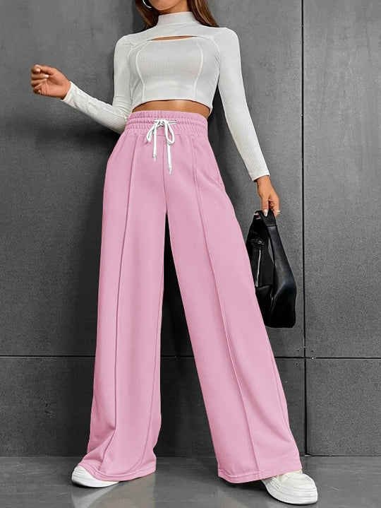 Damen nan weite High-Waist Palazzo-Jogginghose mit Kordelzug und Bügelfalte Shop Nory