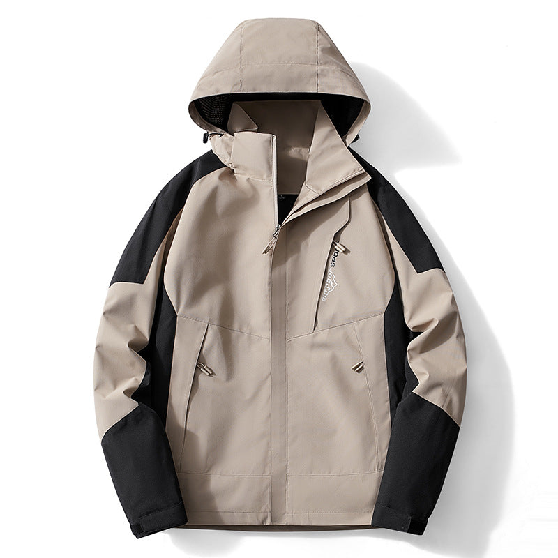 Herren Colorblock Softshell-Trekkerjacke mit Kapuze, verdeckten Reißverschlüssen und seitlichen Eingrifftaschen Shop Nory