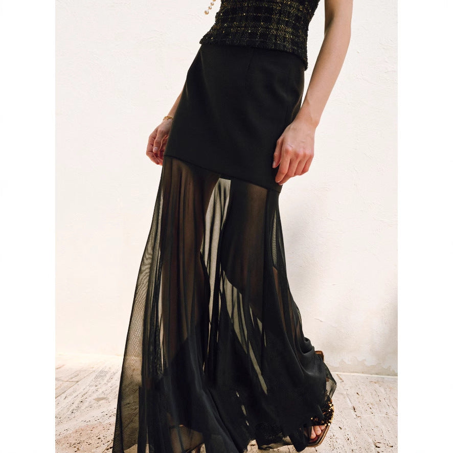 Damen Eleganter Midirock aus zartem Chiffon Shop Nory
