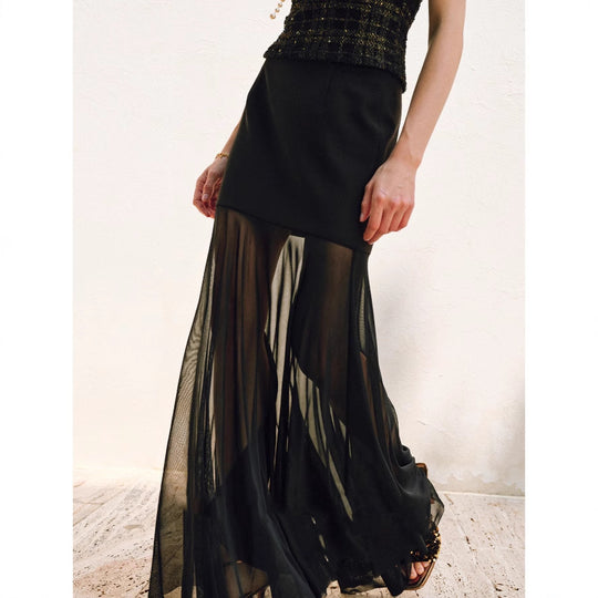 Damen Eleganter Midirock aus zartem Chiffon Shop Nory