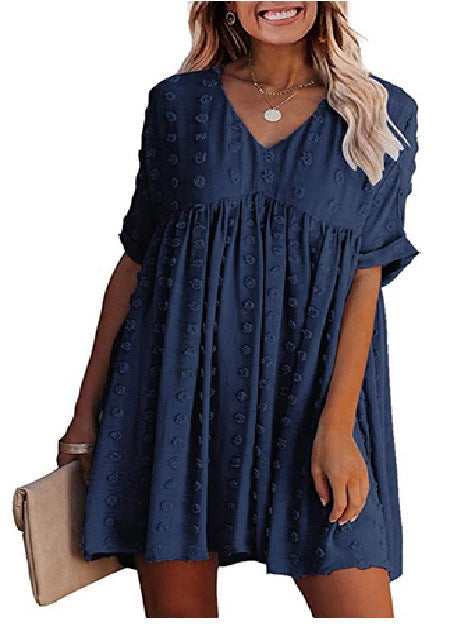 Locker Sitzendes Kurzärmliges Weites Taillenkleid