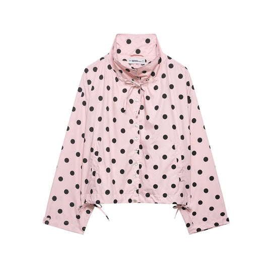Damen Leichte gepunktete Anorakjacke im Cropped-Boxy-Schnitt mit Tunnelzug und hohem Kragen Shop Nory