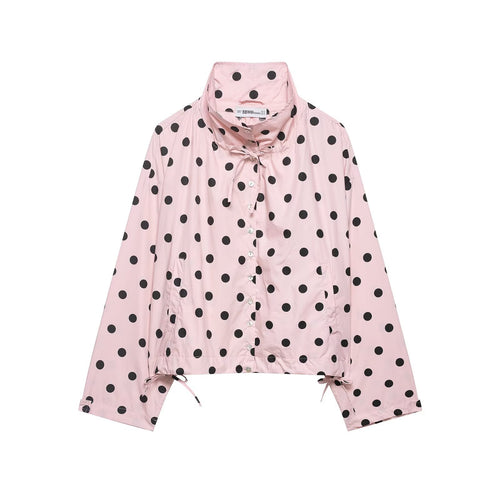 Damen Leichte gepunktete Anorakjacke im Cropped-Boxy-Schnitt mit Tunnelzug und hohem Kragen Shop Nory