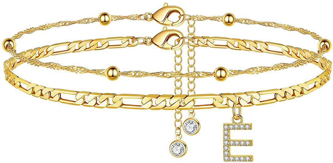 Damen Fußkettchen mit personalisiertem Anhänger und funkelnden Zirkonia-Elementen Shop Nory