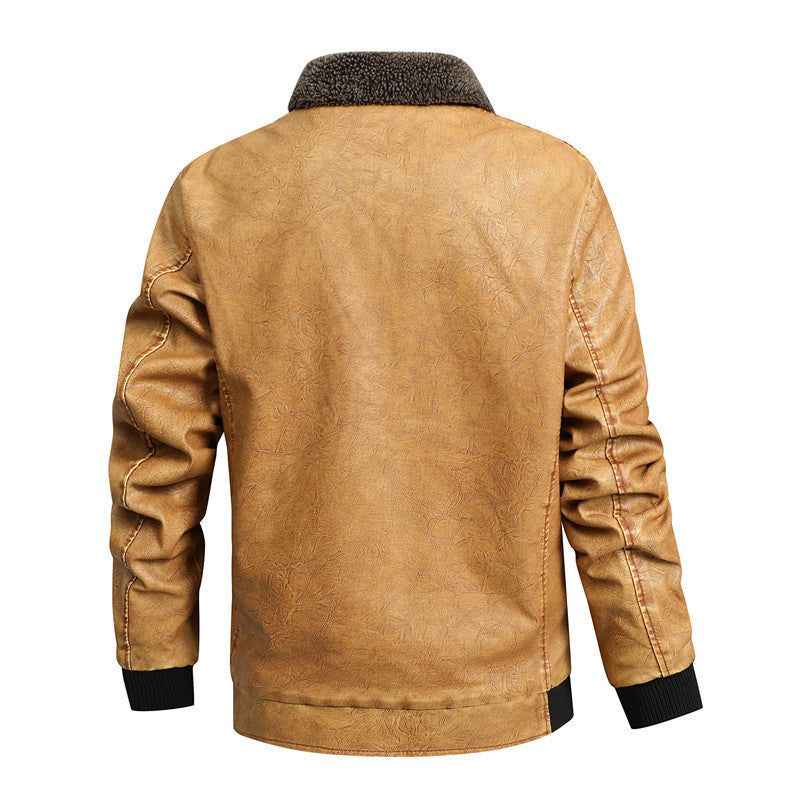 Herren Gefütterte Kunstleder-Fliegerjacke mit Teddyfutter und Rippenbündchen Shop Nory
